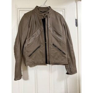 Dainese Womens Leather Motorcycle Riding Jacket Taupe Brown Size 44 IT